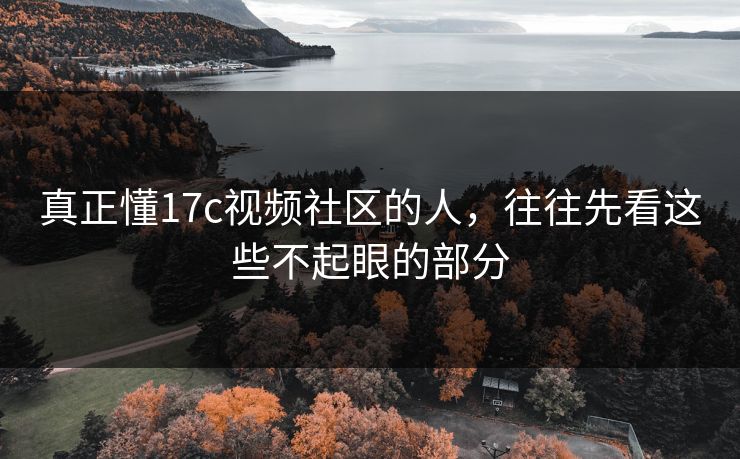真正懂17c视频社区的人,往往先看这些不起眼的部分 真正懂17c视频社区的人,往往先看这些不起眼的部分