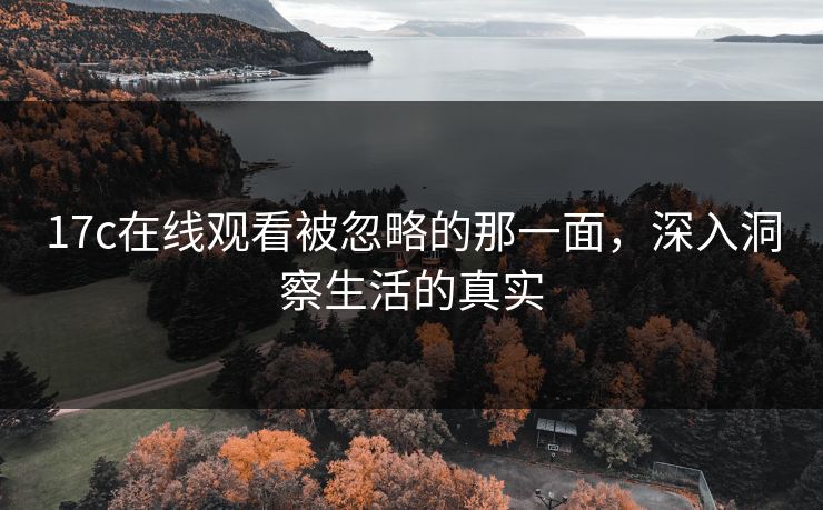 17c在线观看被忽略的那一面，深入洞察生活的真实