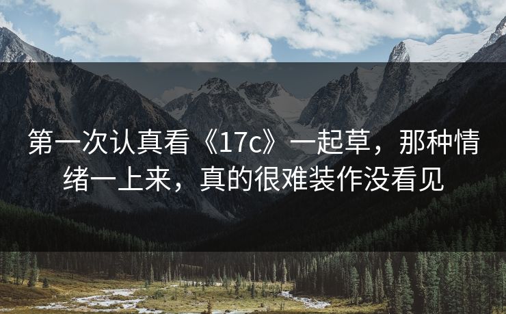 第一次认真看《17c》一起草，那种情绪一上来，真的很难装作没看见