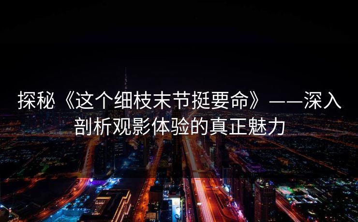 探秘《这个细枝末节挺要命》——深入剖析观影体验的真正魅力