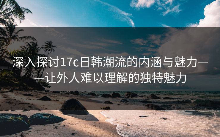 深入探讨17c日韩潮流的内涵与魅力——让外人难以理解的独特魅力