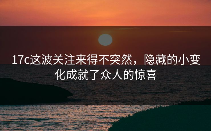 17c这波关注来得不突然，隐藏的小变化成就了众人的惊喜
