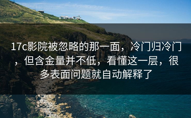 17c影院被忽略的那一面，冷门归冷门，但含金量并不低，看懂这一层，很多表面问题就自动解释了