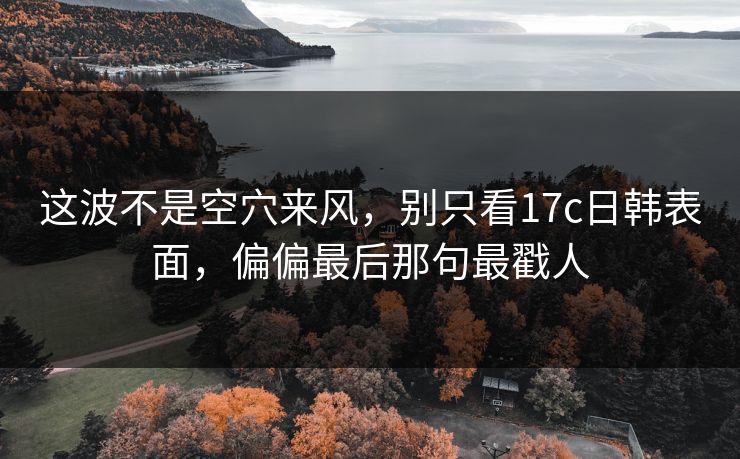 这波不是空穴来风，别只看17c日韩表面，偏偏最后那句最戳人