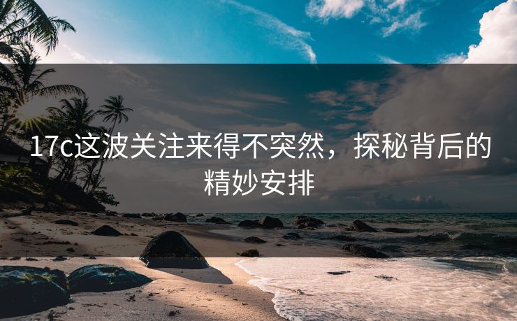 17c这波关注来得不突然，探秘背后的精妙安排
